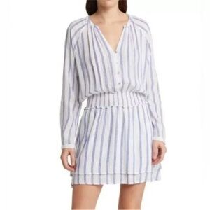 Rails Revolve Jasmine Rhone Striped Linen Smocked Dress Boho Nautical Womens XS